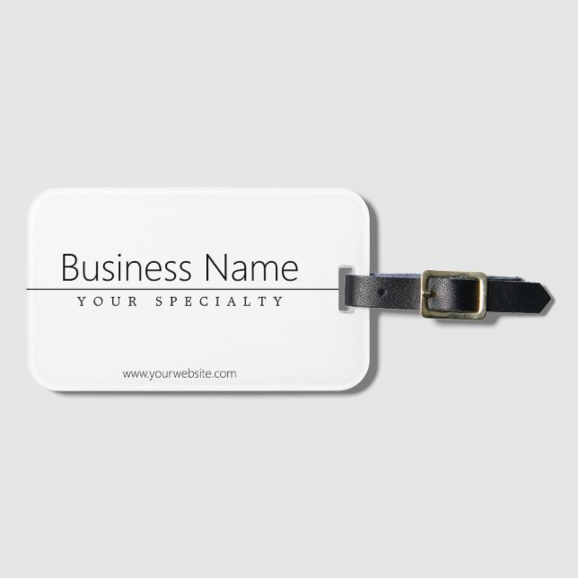 Simple Classy Black Text on White Luggage Tag (Front Horizontal)