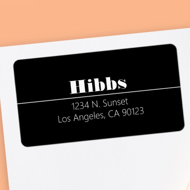 Simple Classy Black White Surname Return Address Label (Creator Uploaded)