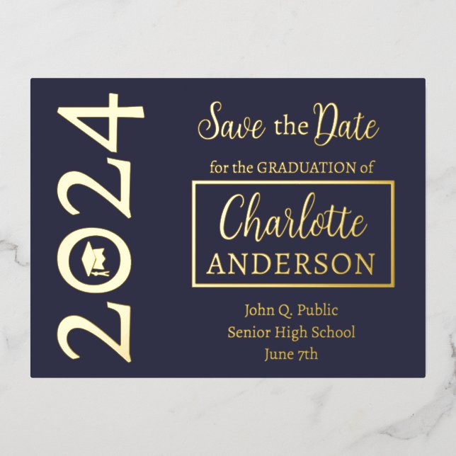Simple Classy Blue 2024 Graduation Announcement (Front)