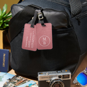 Simple Classy Dark Blush Pink Mauve Leather Look Luggage Tag