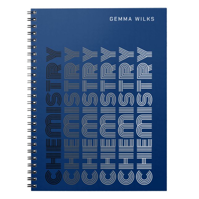 Simple Classy Editable Subject Chemistry Blue Notebook (Front)
