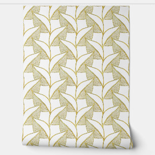 Simple Classy Elegant Cute White and Gold Foliage Wallpaper