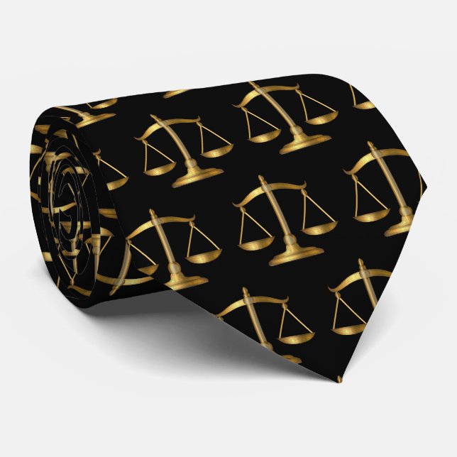 Simple Classy Elegant Gold Law Scales of Justice Tie (Rolled)