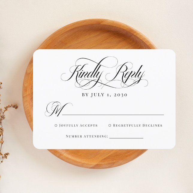 Simple Classy Elegant Modern Classic White Script RSVP Card (Creator Uploaded)