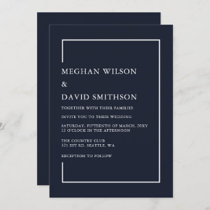 Simple Classy Elegant Navy Modern Wedding Invitation