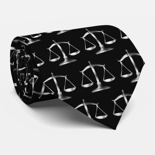 Simple Classy Elegant Silver Law Scales of Justice Tie (Rolled)