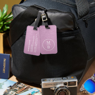 Simple Classy Light Bubblegum Pink Leather Look Luggage Tag