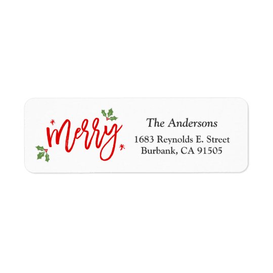 Simple Classy Merry Christmas Hand Written Script Return Address Label
