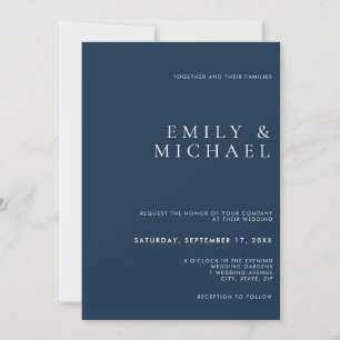 Simple Classy Navy Blue Wedding Invitation