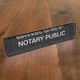 Simple Classy Notary Public Acrylic Desk Nameplate