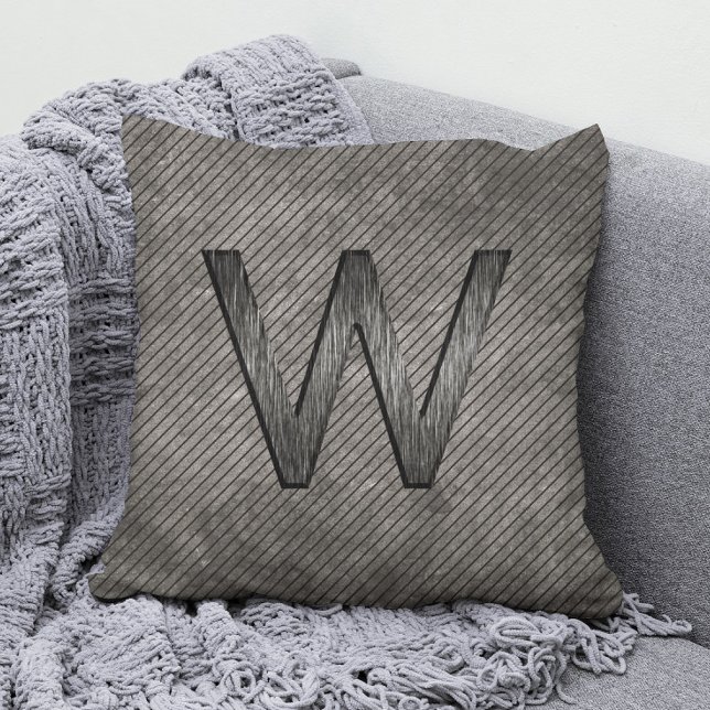  Simple Classy Personalised Monogram Charcoal Grey Cushion (Creator Uploaded)