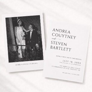 Simple Classy Photo Black and White Wedding Invitation