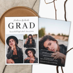 Simple Classy Photo Collage Graduation Invitation