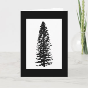 Simple Classy Pine Tree Black & White Note Card