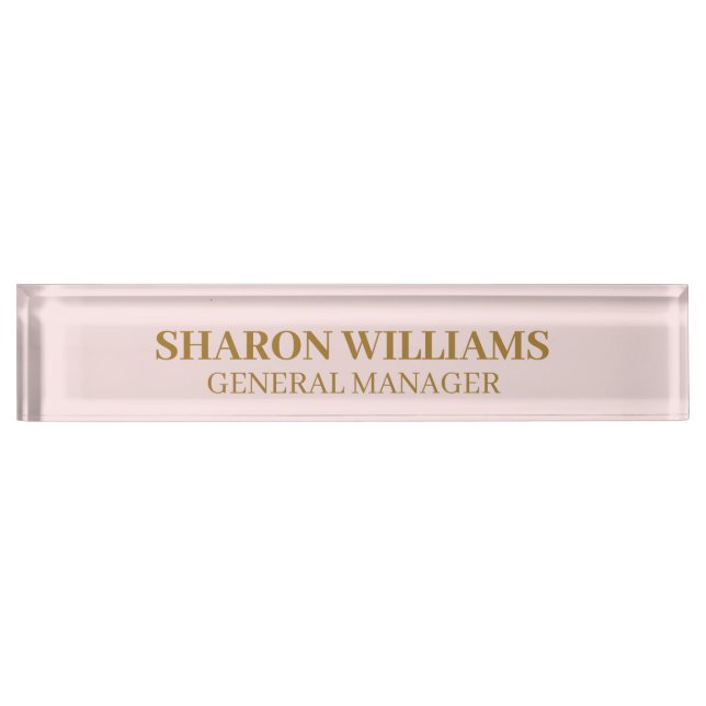 Simple Classy Professional Blush Pink Office Title Nameplate (Front)