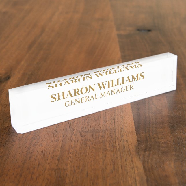 Simple Classy Professional White Gold Office Title Nameplate (Side)