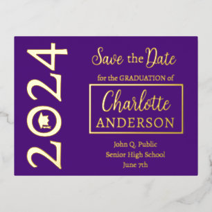 Simple Classy Purple 2024 Graduation Announcement