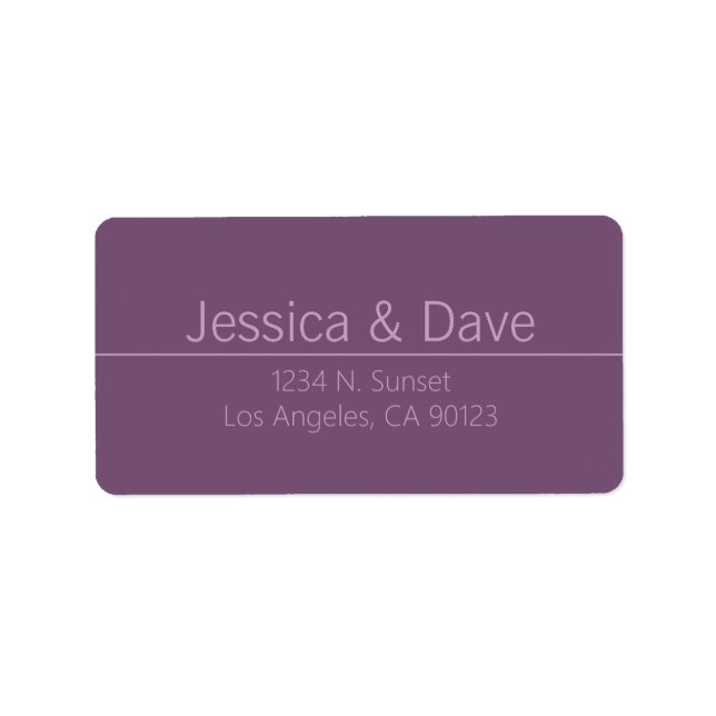 Simple Classy Purple Wedding Return Address Label (Front)