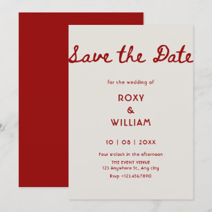 Simple classy red wedding save the date