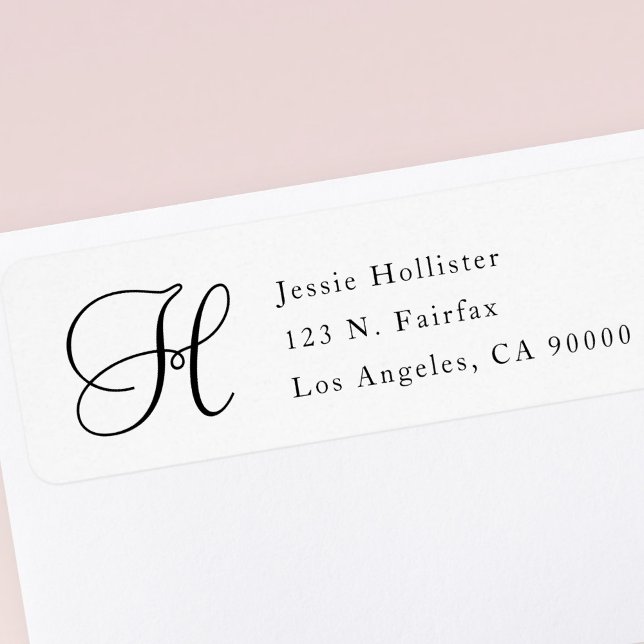 Simple Classy Return Address w/Monogram | b&w (Creator Uploaded)