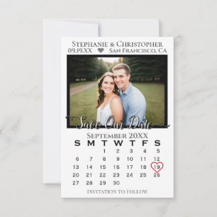Simple Classy & Stylish Calendar & Photo Wedding Save The Date