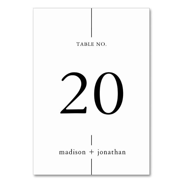 Simple Classy Wedding Table Number (Front)