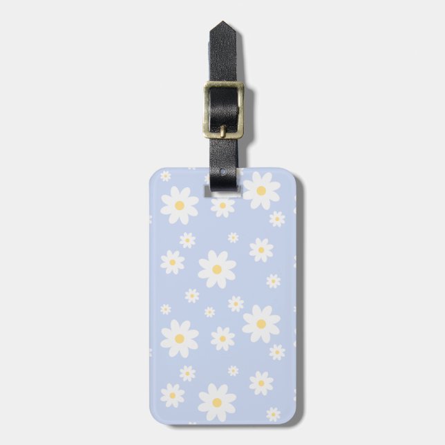 Simple Classy White Daisy Floral Luggage Tag (Front Vertical)