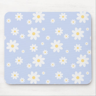Simple Classy White Daisy Floral  Mouse Mat