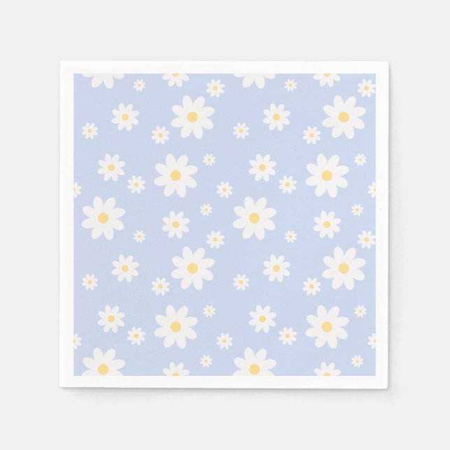 Simple Classy White Daisy Floral  Napkin (Front)