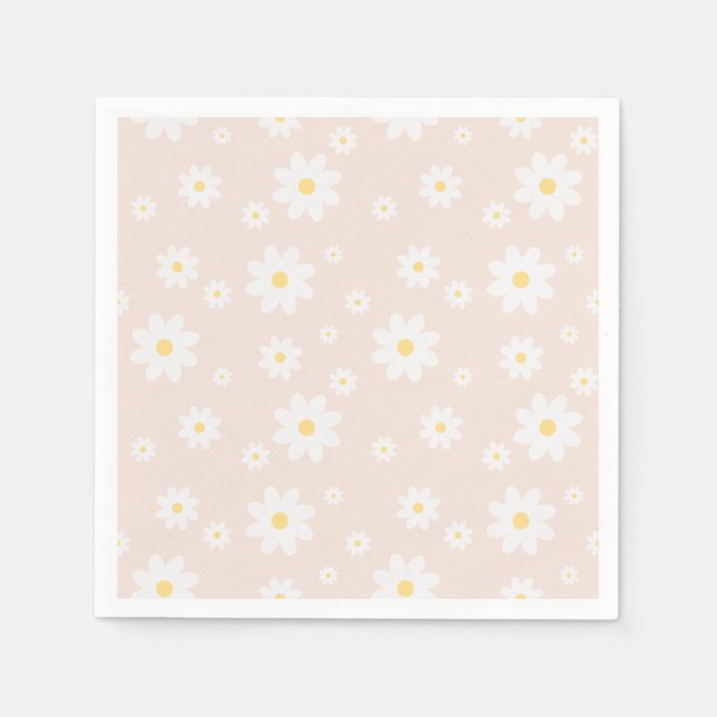 Simple Classy White Daisy Floral Napkin (Front)