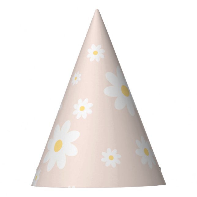 Simple Classy White Daisy Floral Party Hat (Front)
