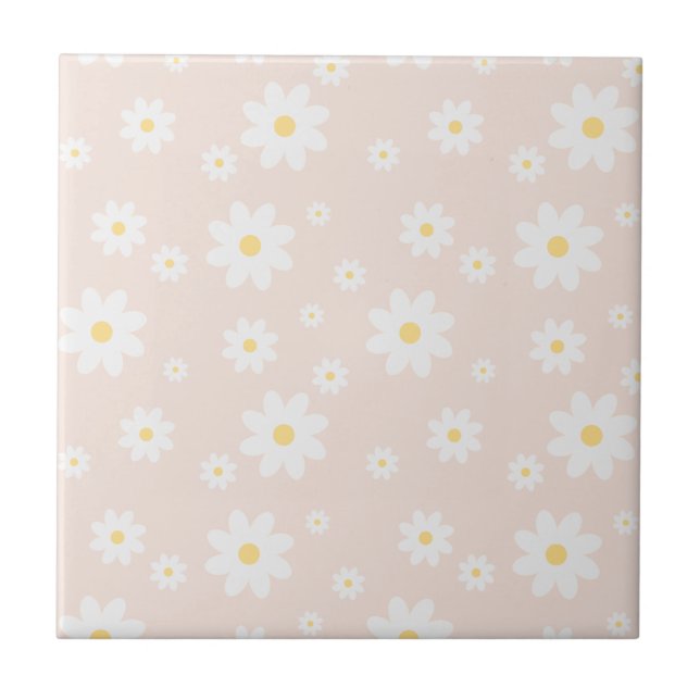 Simple Classy White Daisy Floral Tile (Front)