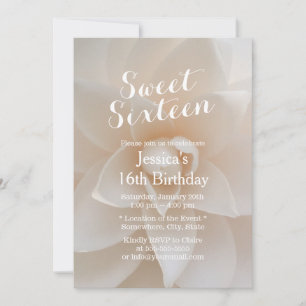 Simple Classy White Floral Sweet 16 Invitation