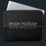 Simple Classy White Text on Black Laptop Sleeve<br><div class="desc">Modern,  minimal and classy.</div>