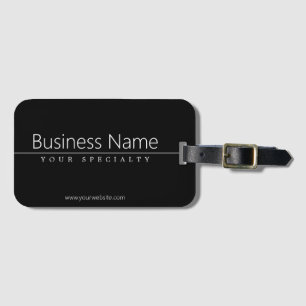 Simple Classy White Text on Black Luggage Tag