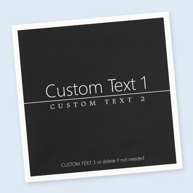 Simple Classy White Text on Black Napkin (Creator Uploaded)