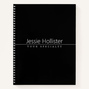 Simple Classy White Text on Black Notebook