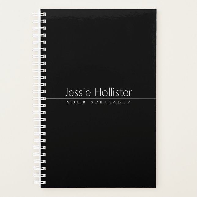 Simple Classy White Text on Black Planner (Front)