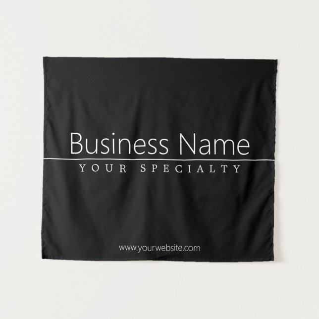 Simple Classy White Text on Black Tapestry (Front (Horizontal))