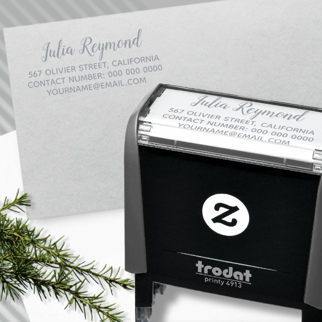 simple & clean address information grey (optional) self-inking stamp (Creator Uploaded)