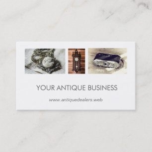Simple Clean Antique Dealer Photo Collage Business Card