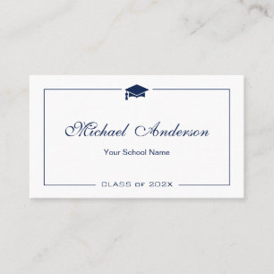 Simple Clean Black and White Graduation Name Card