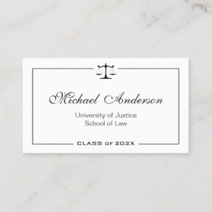 Simple Clean Black and White Law School Student Calling Card