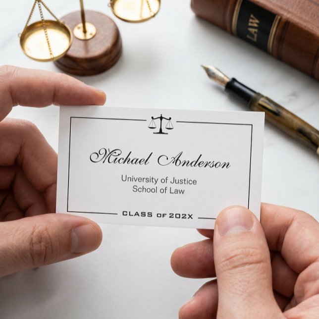 Simple Clean Black and White Law School Student Calling Card (Creator Uploaded)