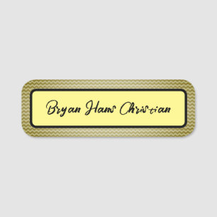 Simple Clean Black and Yellow Name Tag