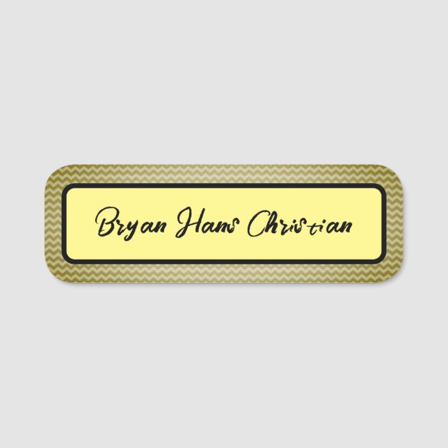 Simple Clean Black and Yellow Name Tag (Front)