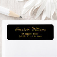 Simple Clean Black Gold Elegant Script Address