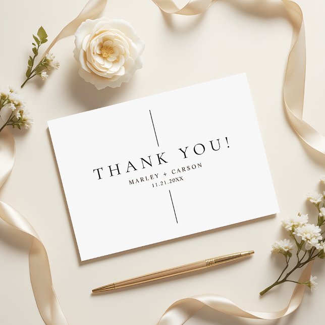 Simple Clean Black Line Modern Wedding Thank You Card (Creator Uploaded)
