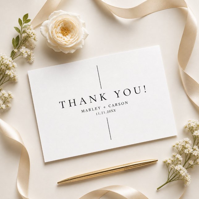 Simple Clean Black Line Modern Wedding Thank You Card (Creator Uploaded)