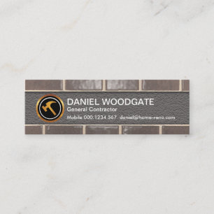 Simple Clean Brick Wall Masonry Construction Mini Business Card